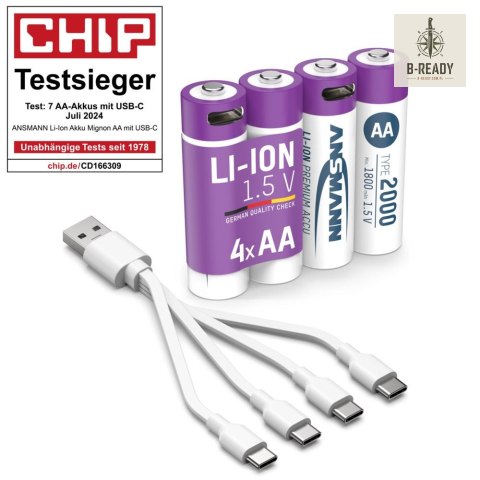 Akumulatory Ansmann Li-Ion AAA typ 500, 4 szt